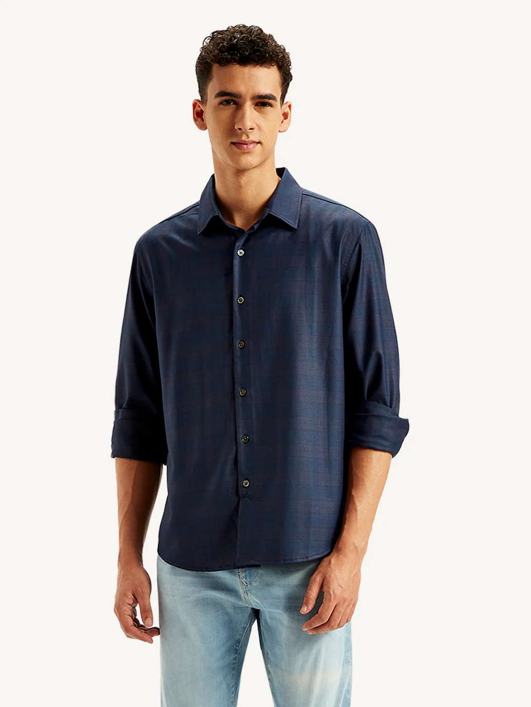 Men's Redloop Checkered Spread Collar Shirt - Image 4