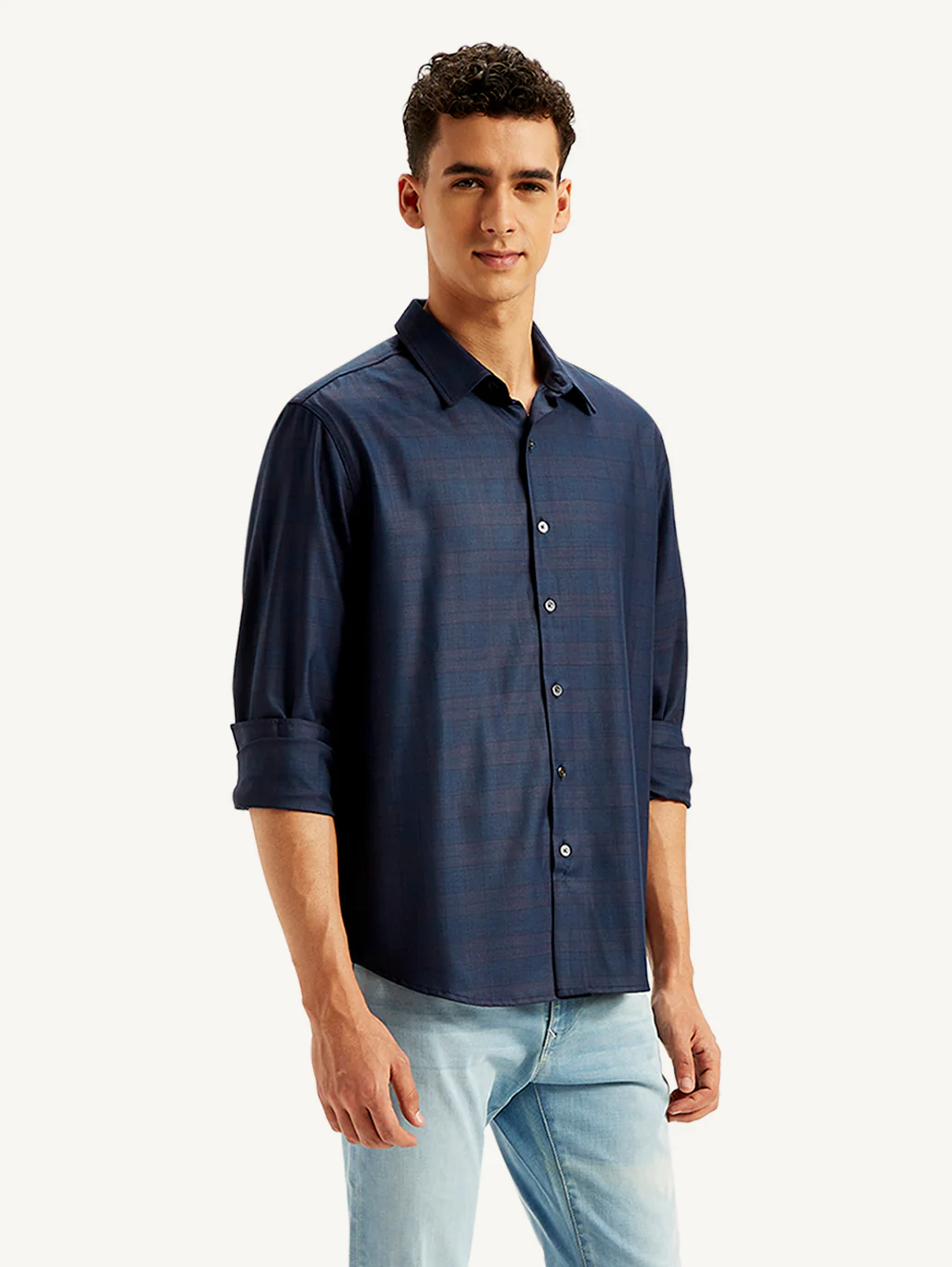 Men's Redloop Checkered Spread Collar Shirt - Image 5