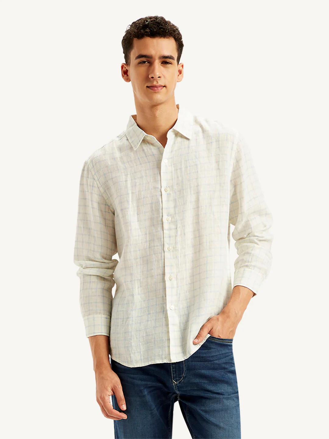 Men's Redloop Checkered Spread Collar Shirt - Image 2