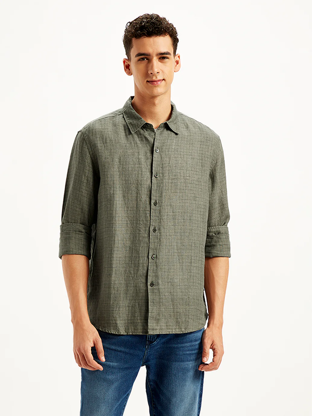 Men's Redloop Checkered Spread Collar Shirt - Image 2