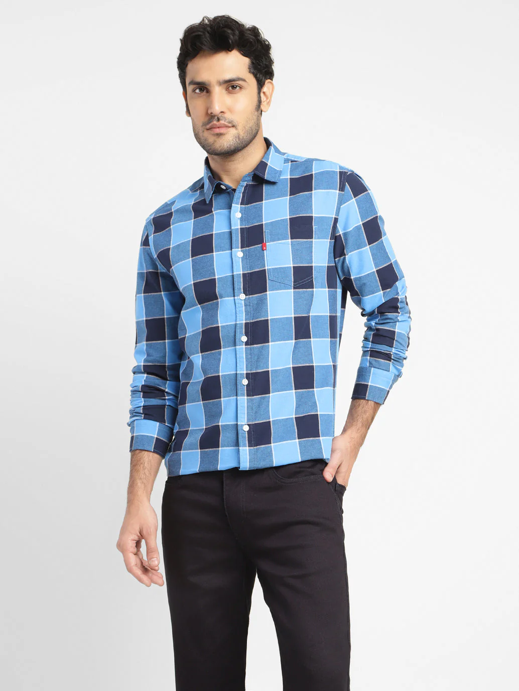 Men's Checkered Spread Collar Shirt - Image 2