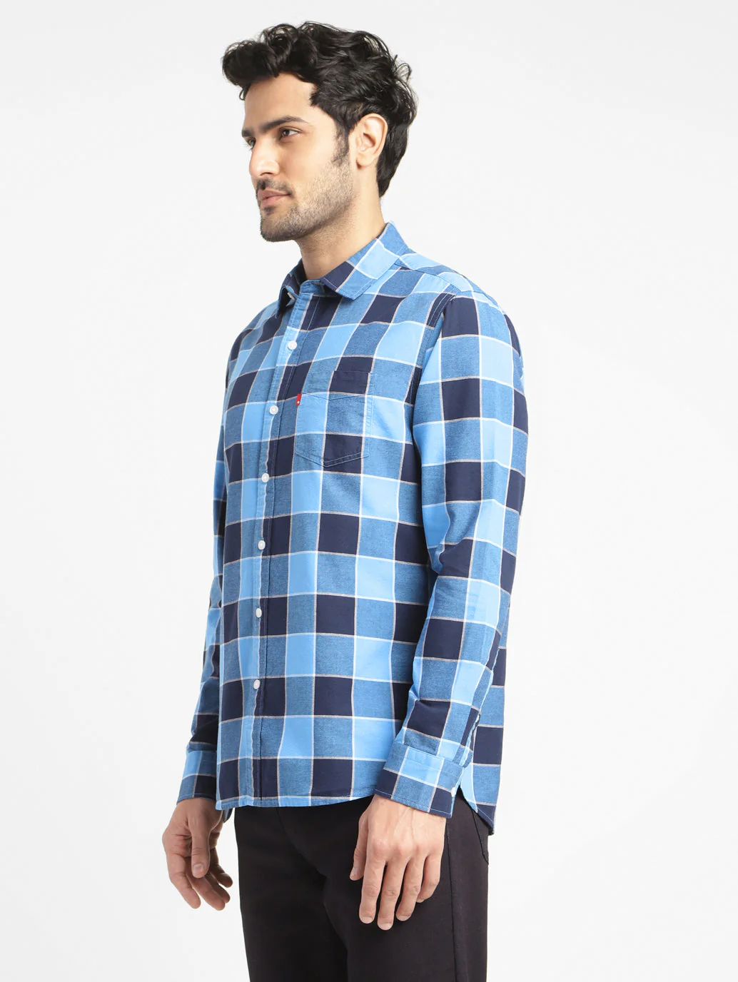 Men's Checkered Spread Collar Shirt - Image 4
