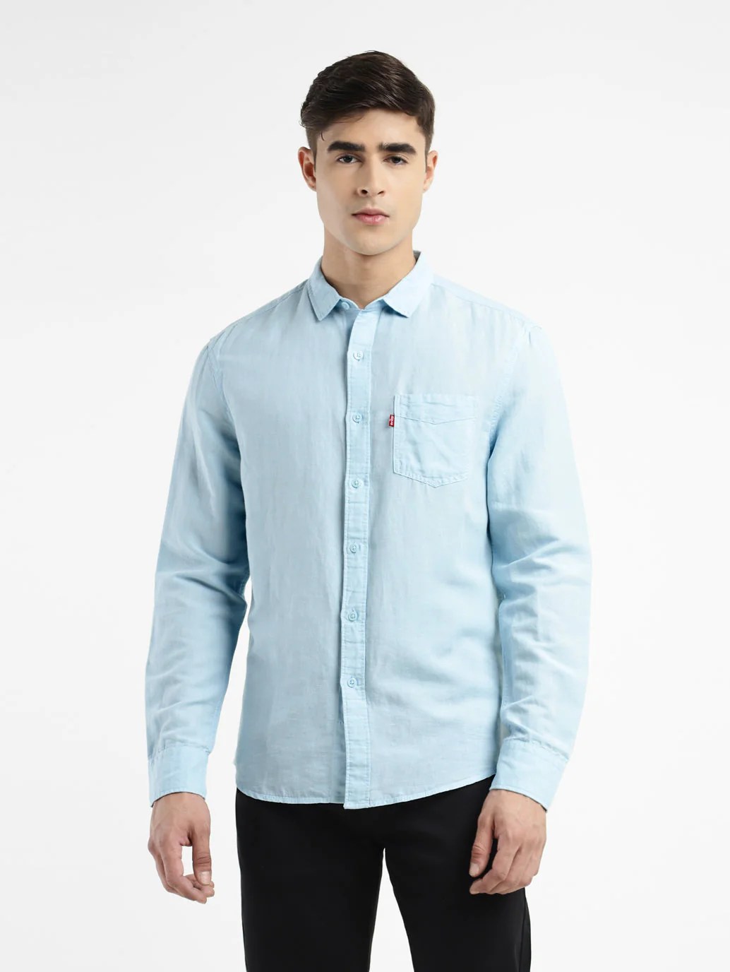Men's Solid Spread Collar Shirt - Image 2