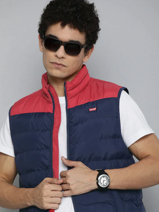 Men's Colorblock High Neck Jacket