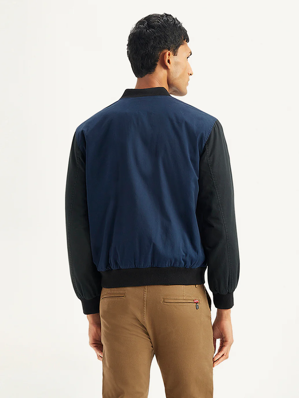 Men's Colorblock Navy Bomber Jacket - Image 3