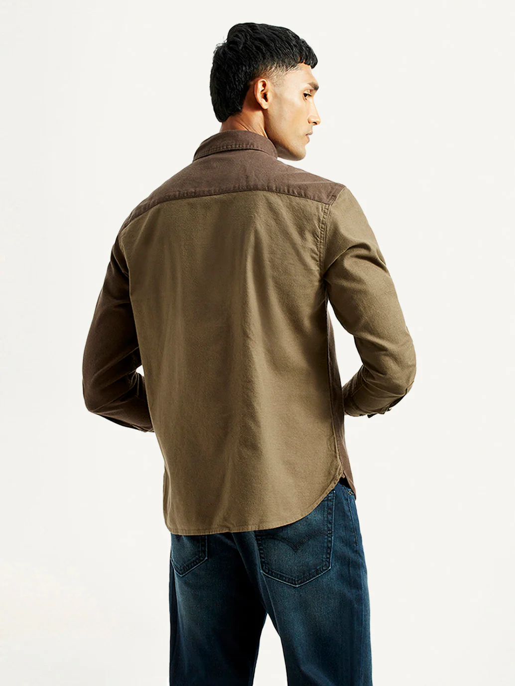 Men's Colorblock Spread Collar Flannel Shirt - Image 3