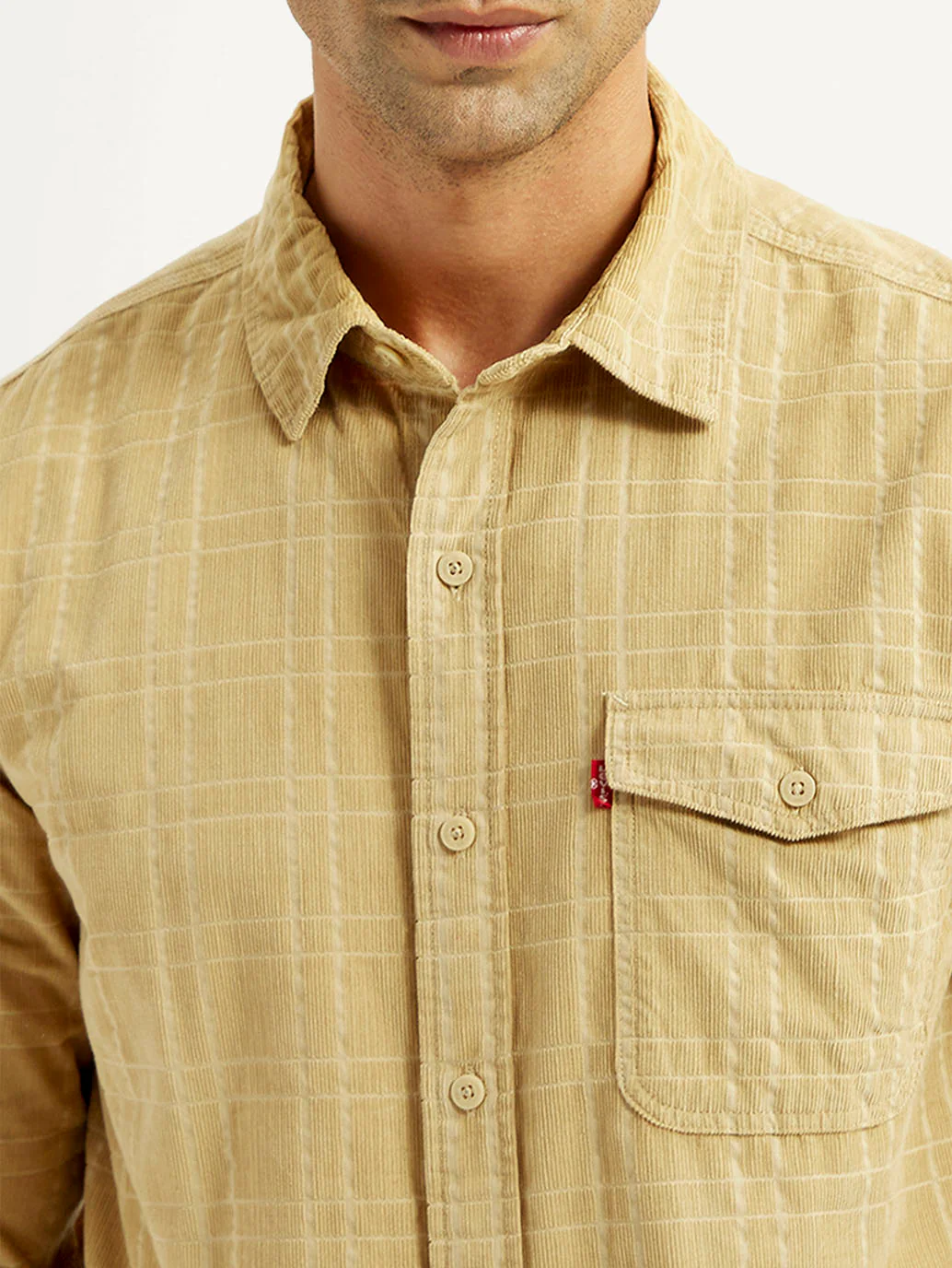 Men's Checkered Slim Fit Corduroy Shirt - Image 3