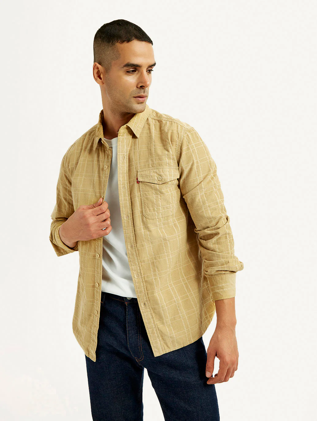 Men's Checkered Slim Fit Corduroy Shirt - Image 4
