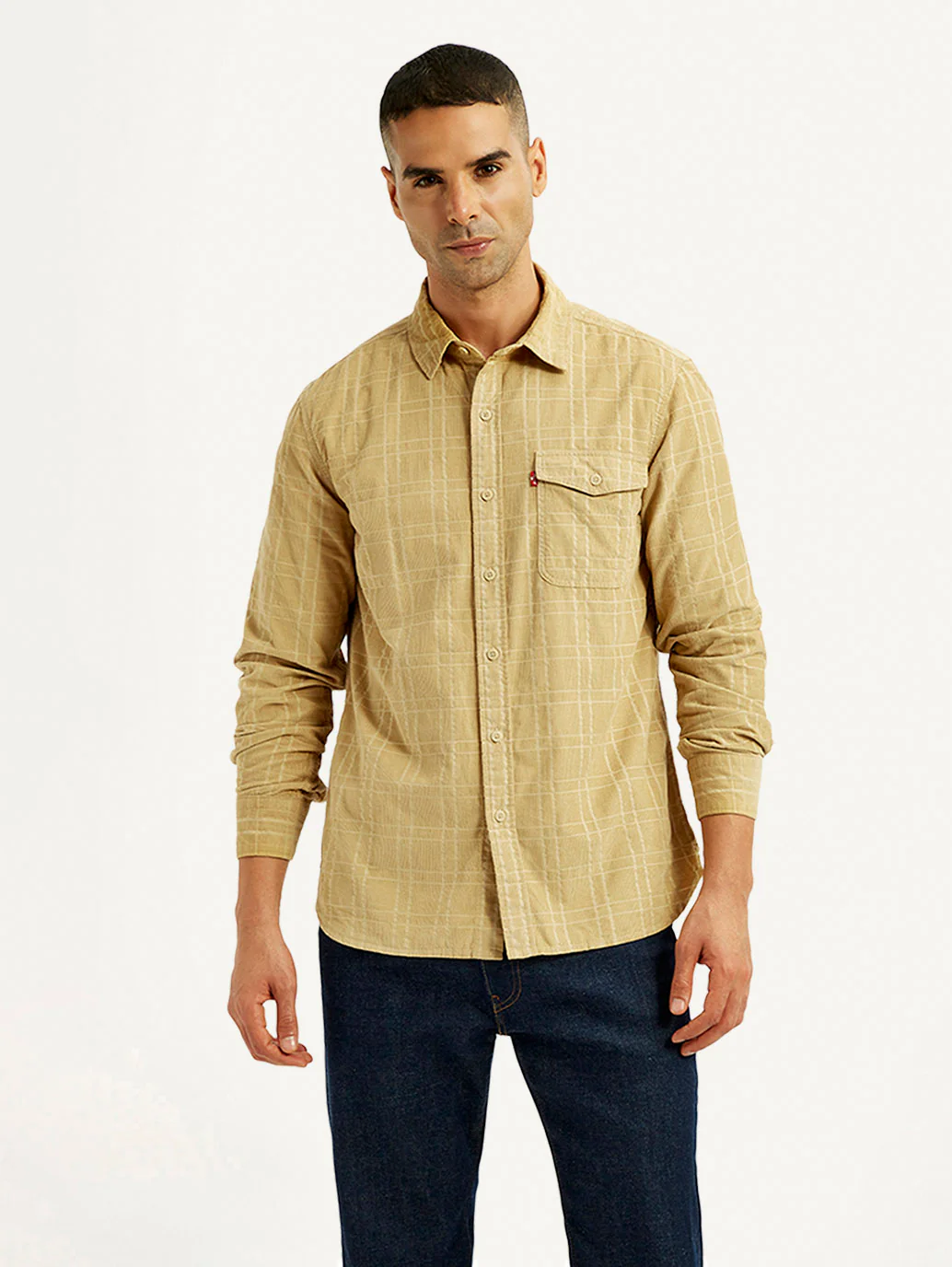 Men's Checkered Slim Fit Corduroy Shirt - Image 5