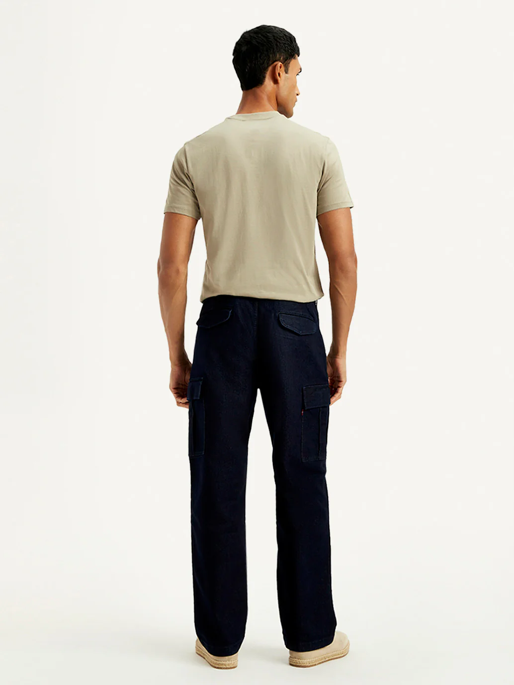 Men's Dark Indigo Tapered Fit Denim Cargo Trousers - Image 6