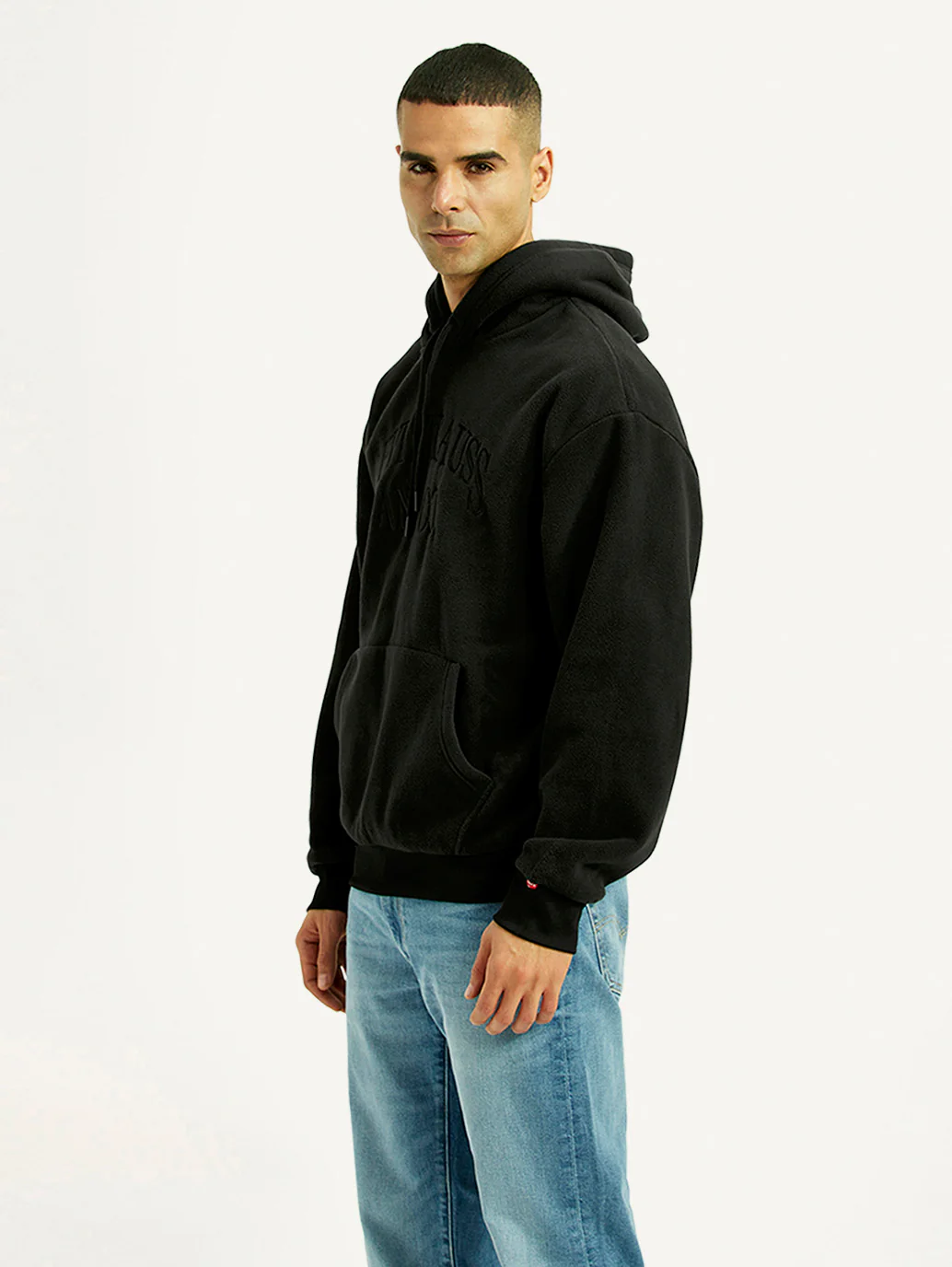 Men's Brand Logo Black Hooded Sweatshirt - Image 4