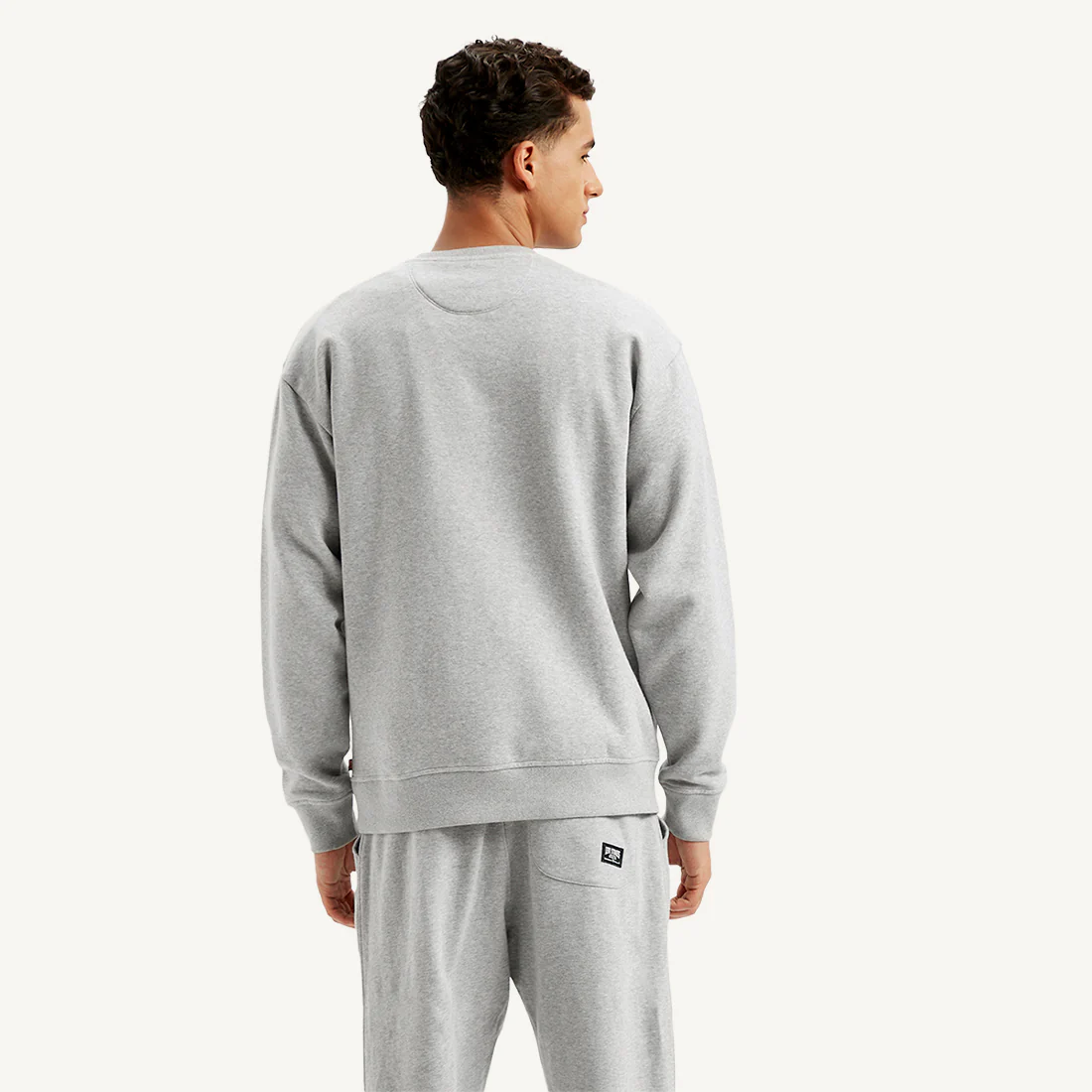 Men's Embroidered Grey Crew Neck Sweatshirt - Image 3