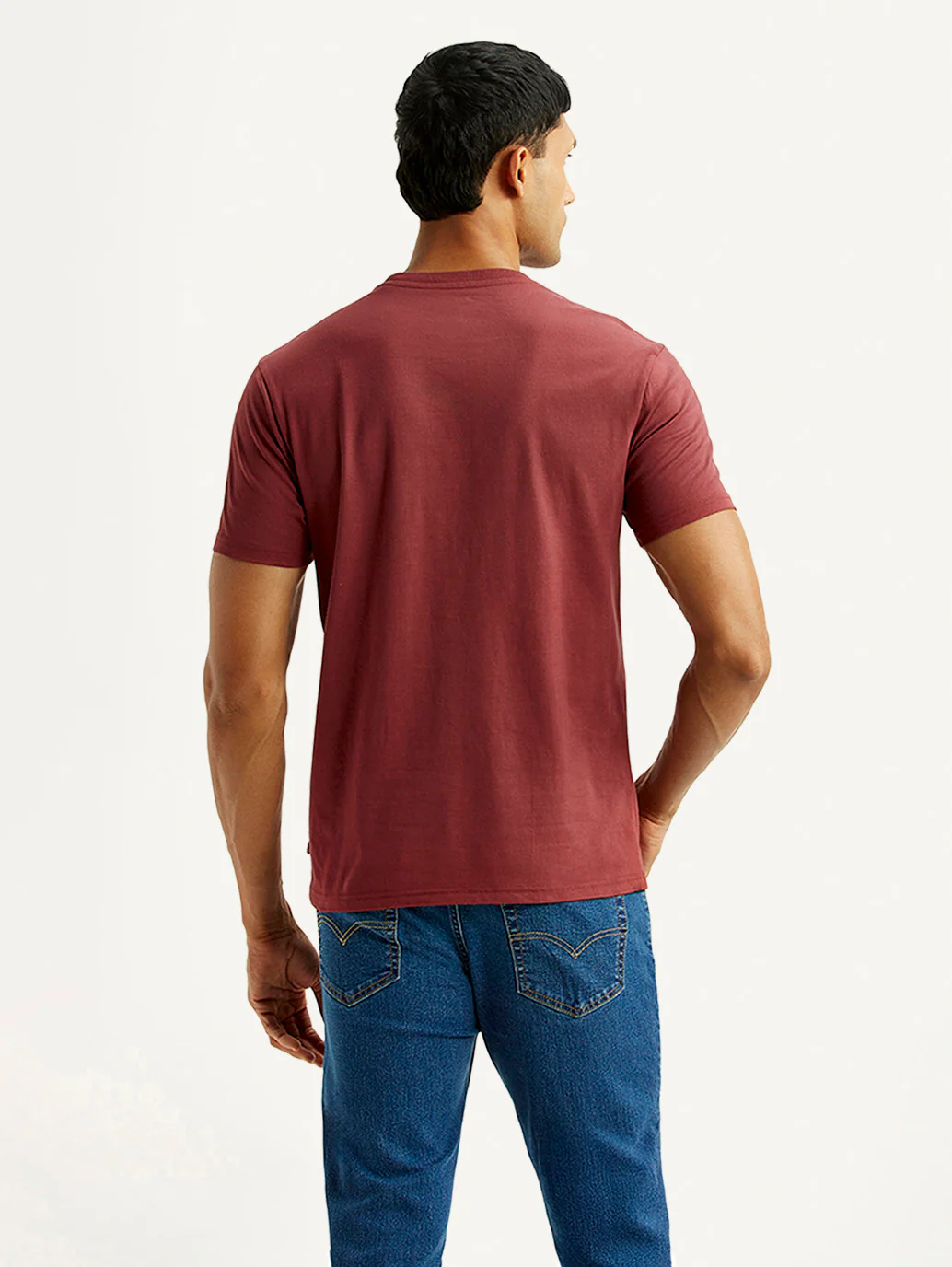 Men's Embroidered Maroon Slim Fit T-shirt - Image 2