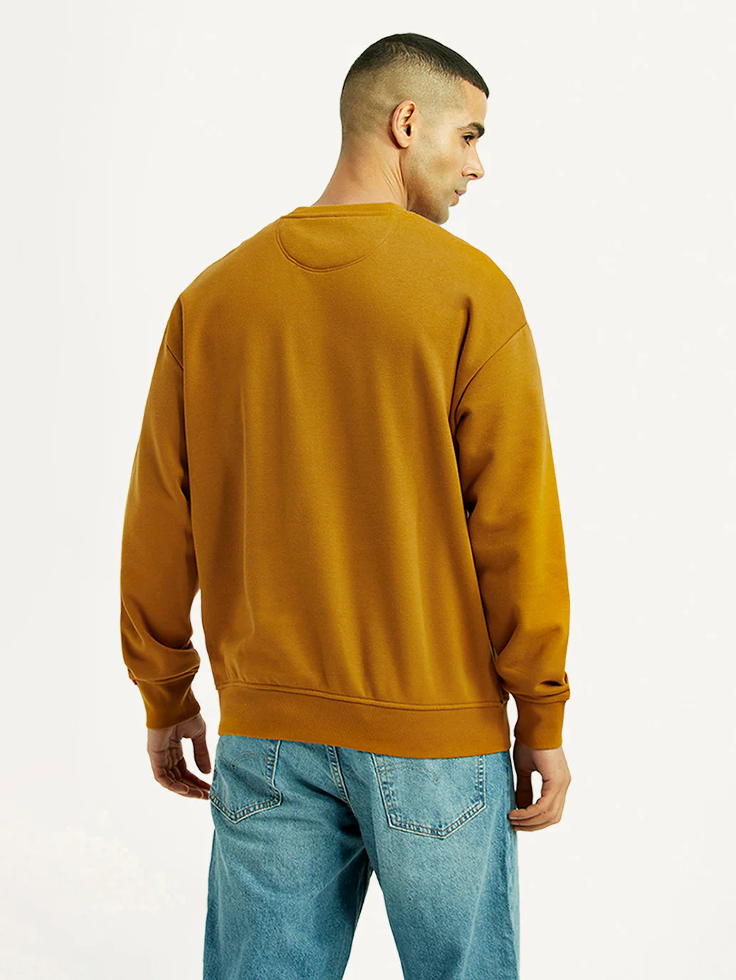 Men's Embroidered Yellow Crew Neck Sweatshirt - Image 2
