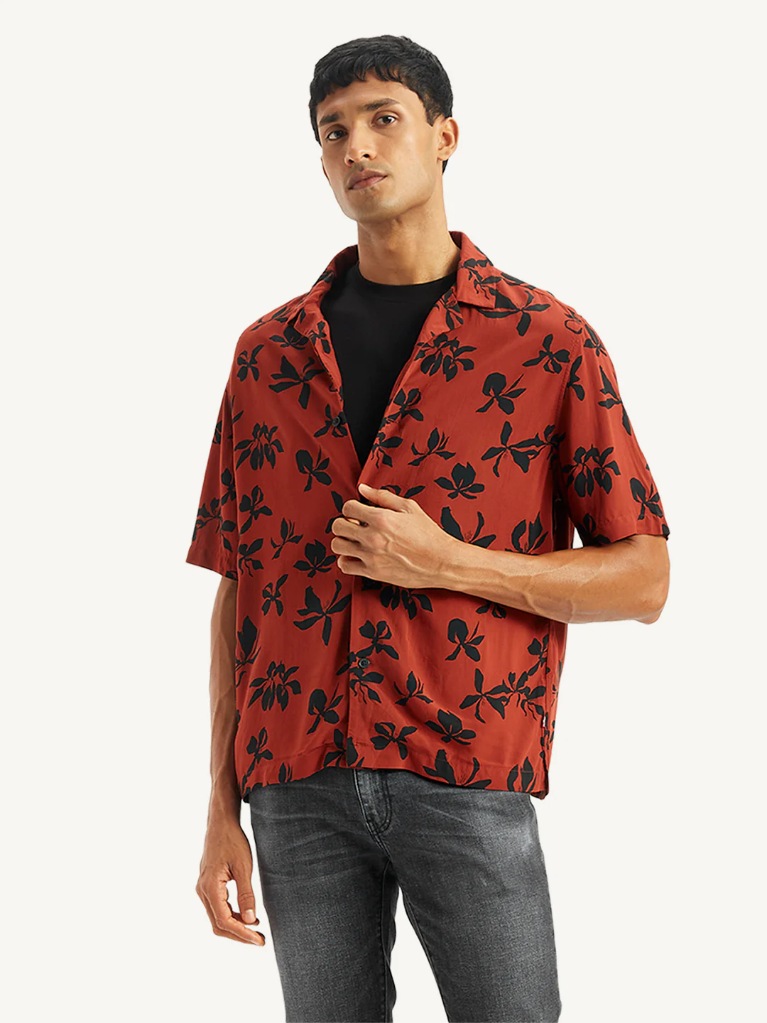Men's Floral Print Regular Fit Camp Shirt