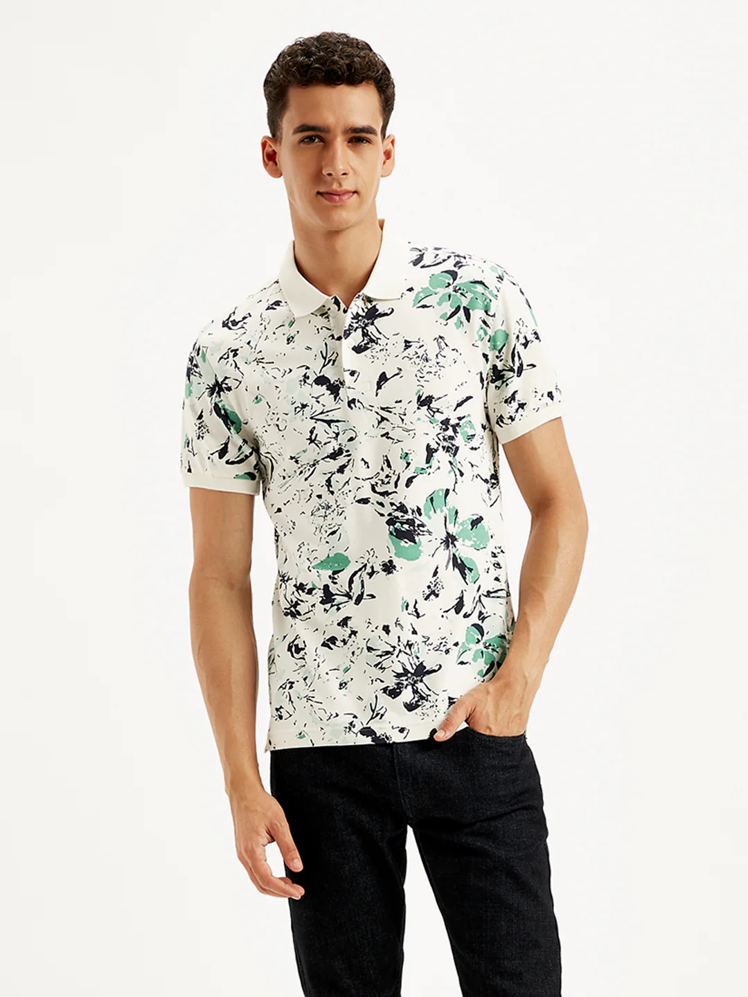 Men's Floral Slim Fit Polo T-Shirt - Image 2