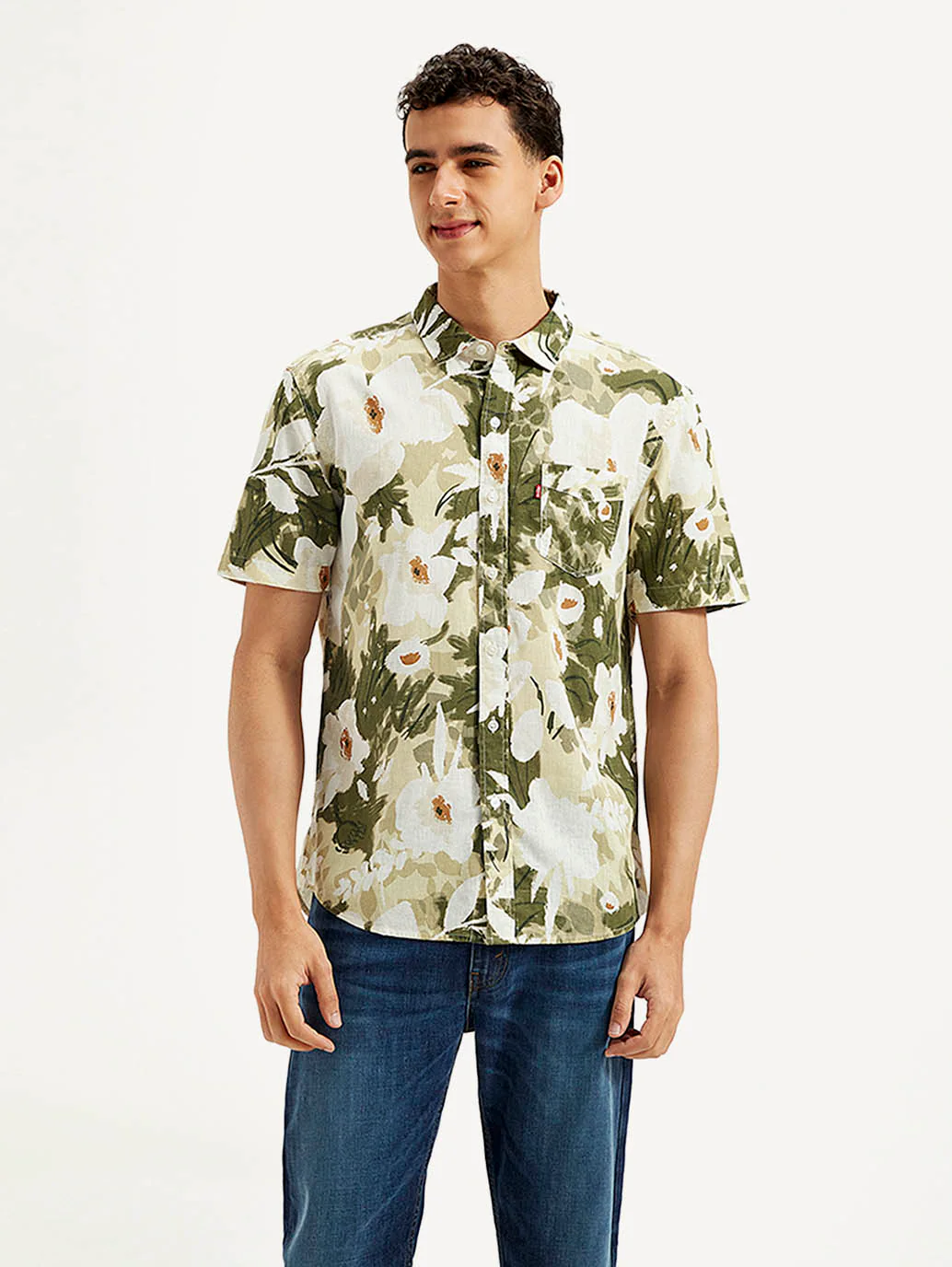 Men's Floral Slim Fit Linen Shirt - Image 2