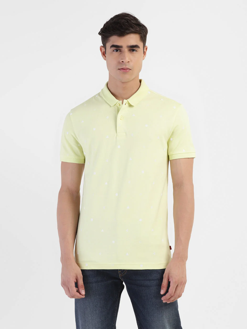 Men's Geometric Print Polo T-shirt Yellow - Image 2