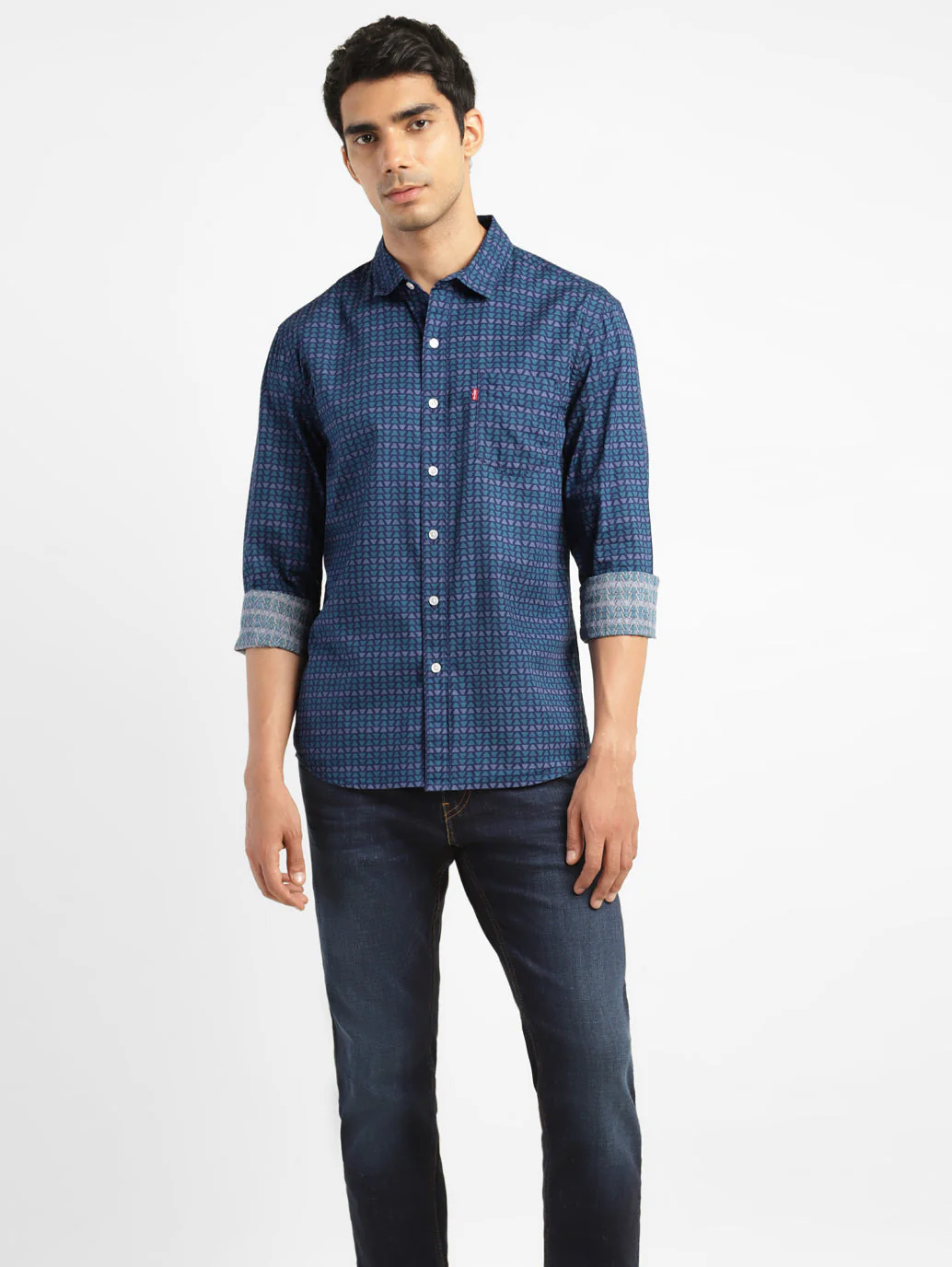 Men's Geometric Print Slim Fit Shirt - Image 6