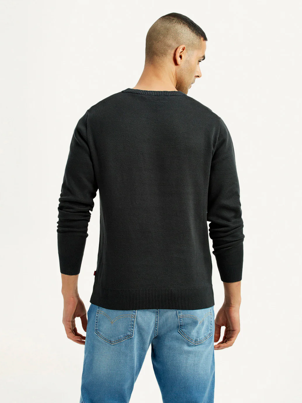 Men's Graphic Black Crew Neck Sweater - Image 3
