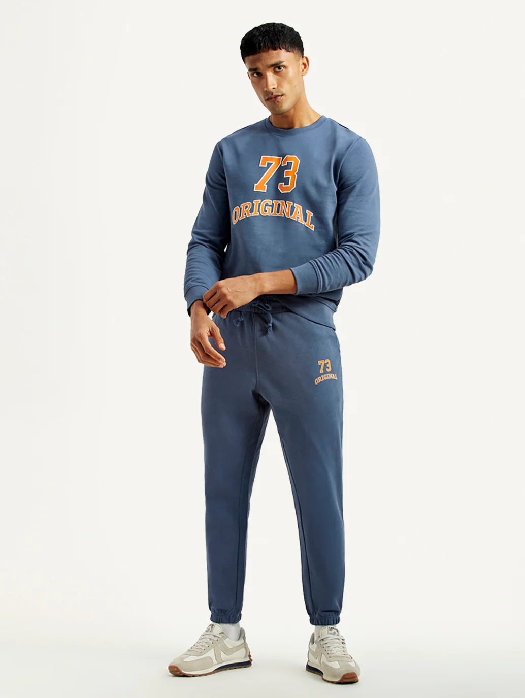 Men's Graphic Blue Crew Neck Co-Ord Set