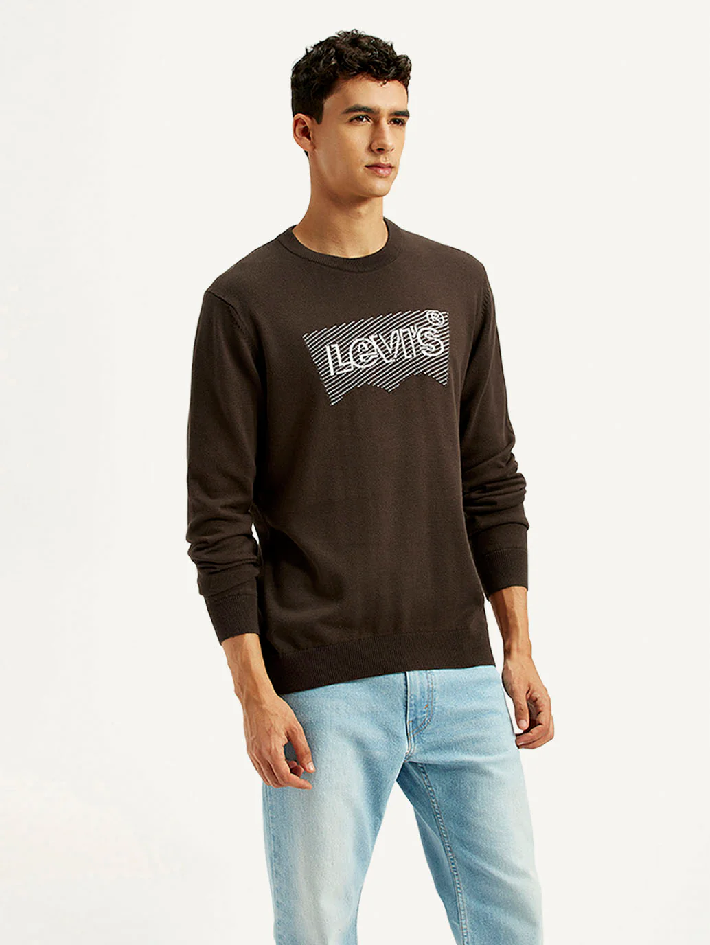 Men's Graphic Print Brown Round Neck Sweatshirt - Image 5