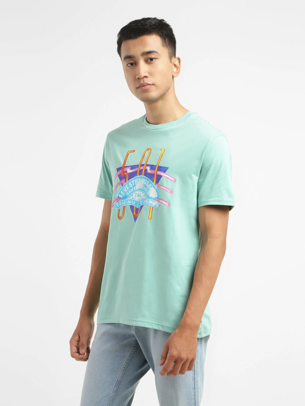 Men's Graphic Print Crew Neck T-shirt Green - Image 4