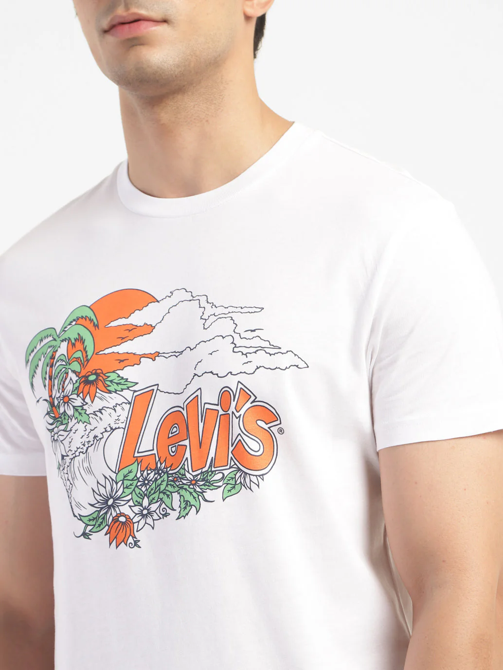 Men's Graphic Print Slim Fit T-shirt White - Image 6