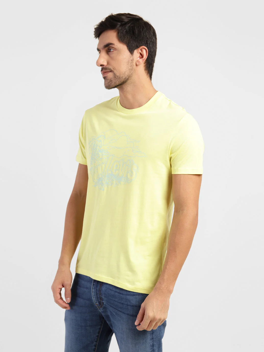 Men's Graphic Print Slim Fit T-shirt Yellow - Image 4