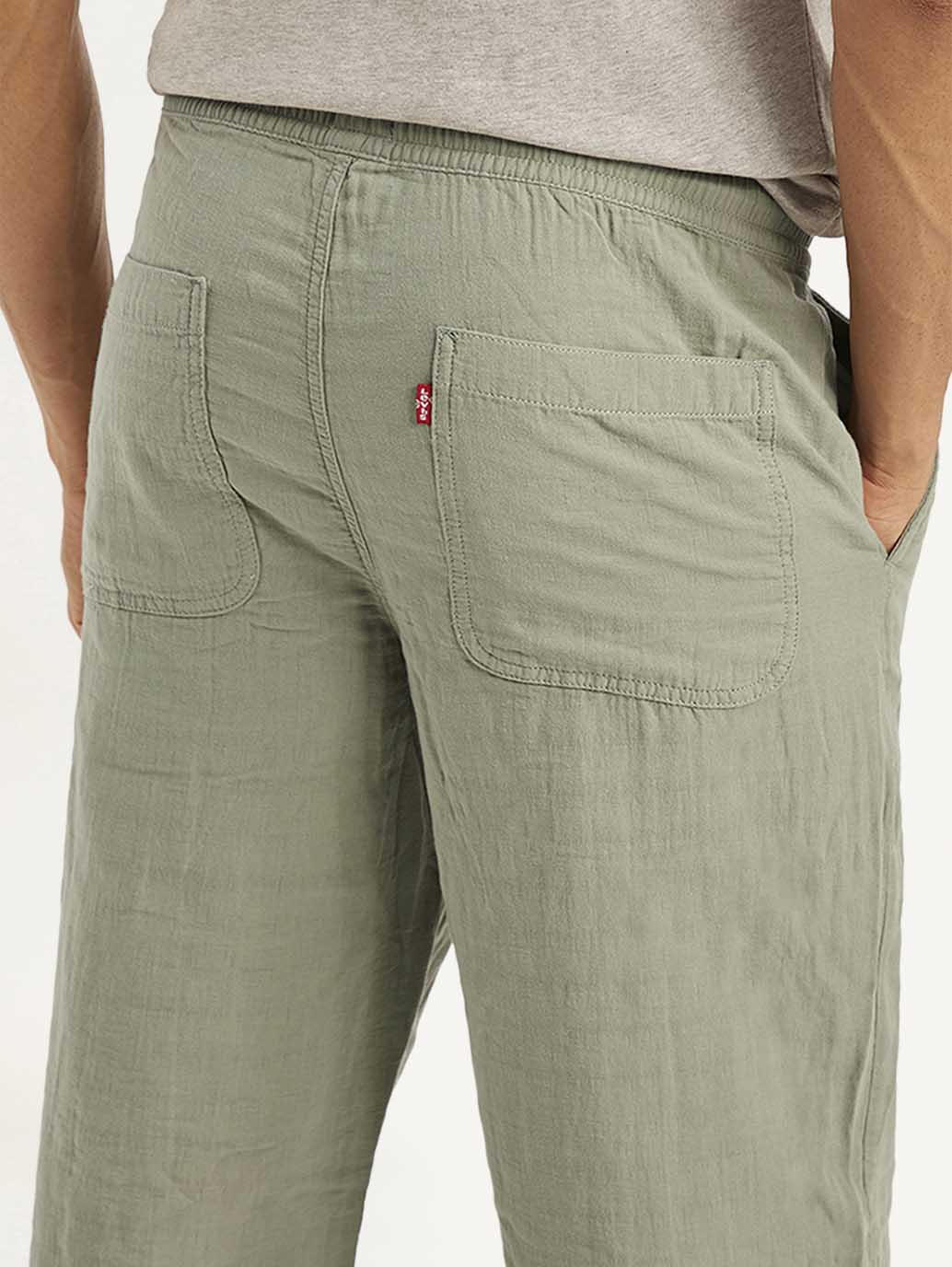 Men's Grey Loose Straight Fit Chino Trousers - Image 4