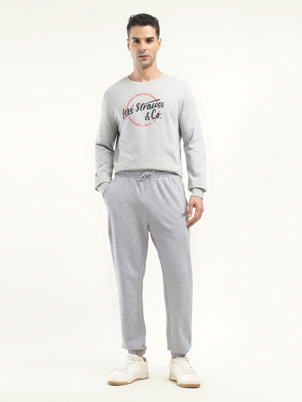 Men's Grey Regular Fit Joggers - Image 2