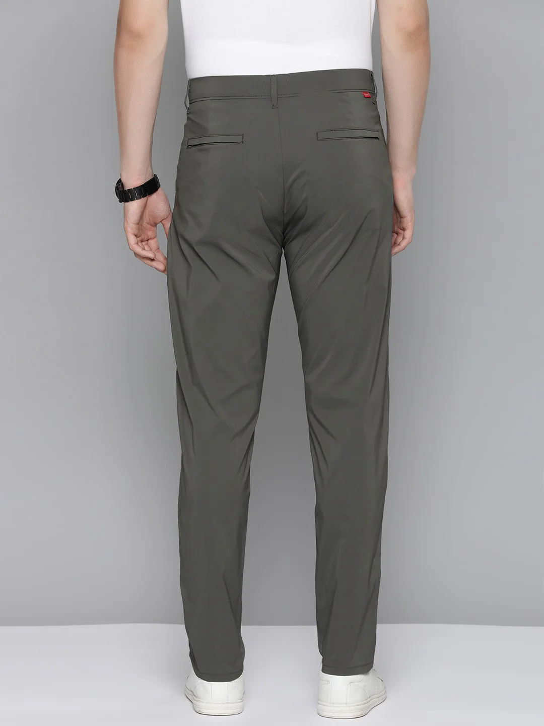 Men's Grey Regular Fit Trousers - Image 3
