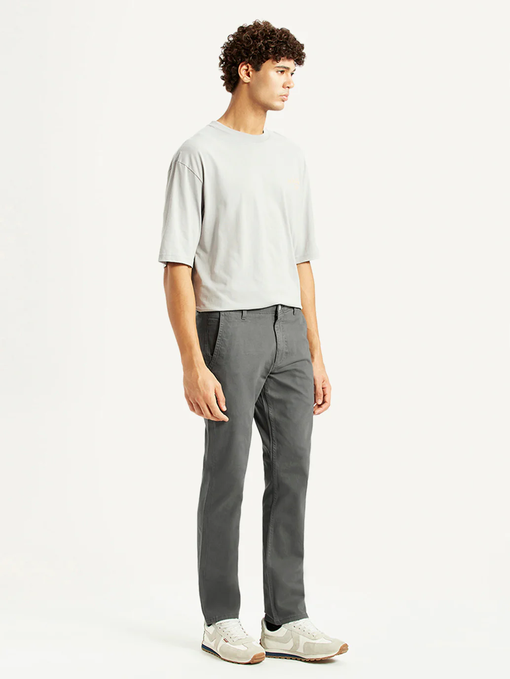 Men's Grey Slim Fit Mid Rise Chinos - Image 5