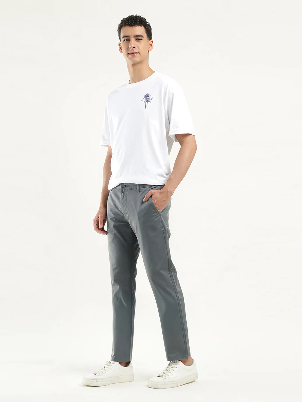 Men's Grey Slim Fit Chinos - Image 5