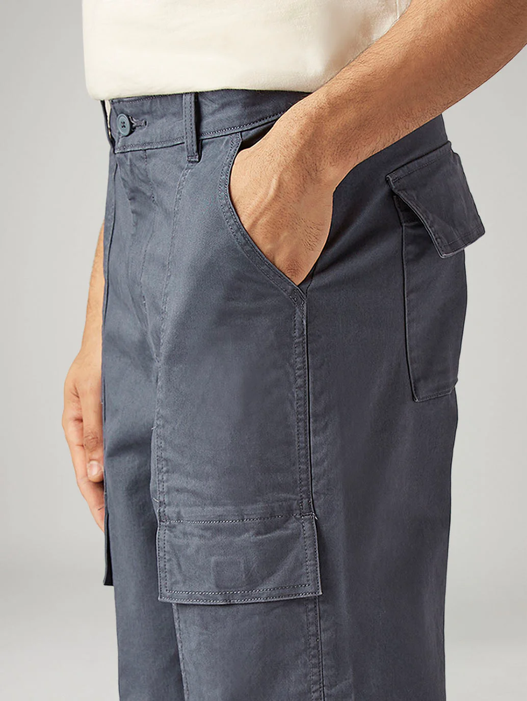 Men's Grey Straight Fit Commuter Mid Rise Trousers - Image 5