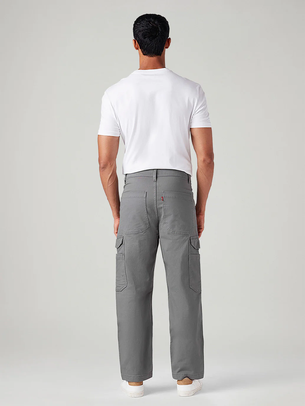 Men's Grey Straight Fit Mid Rise Commuter Cargos - Image 4