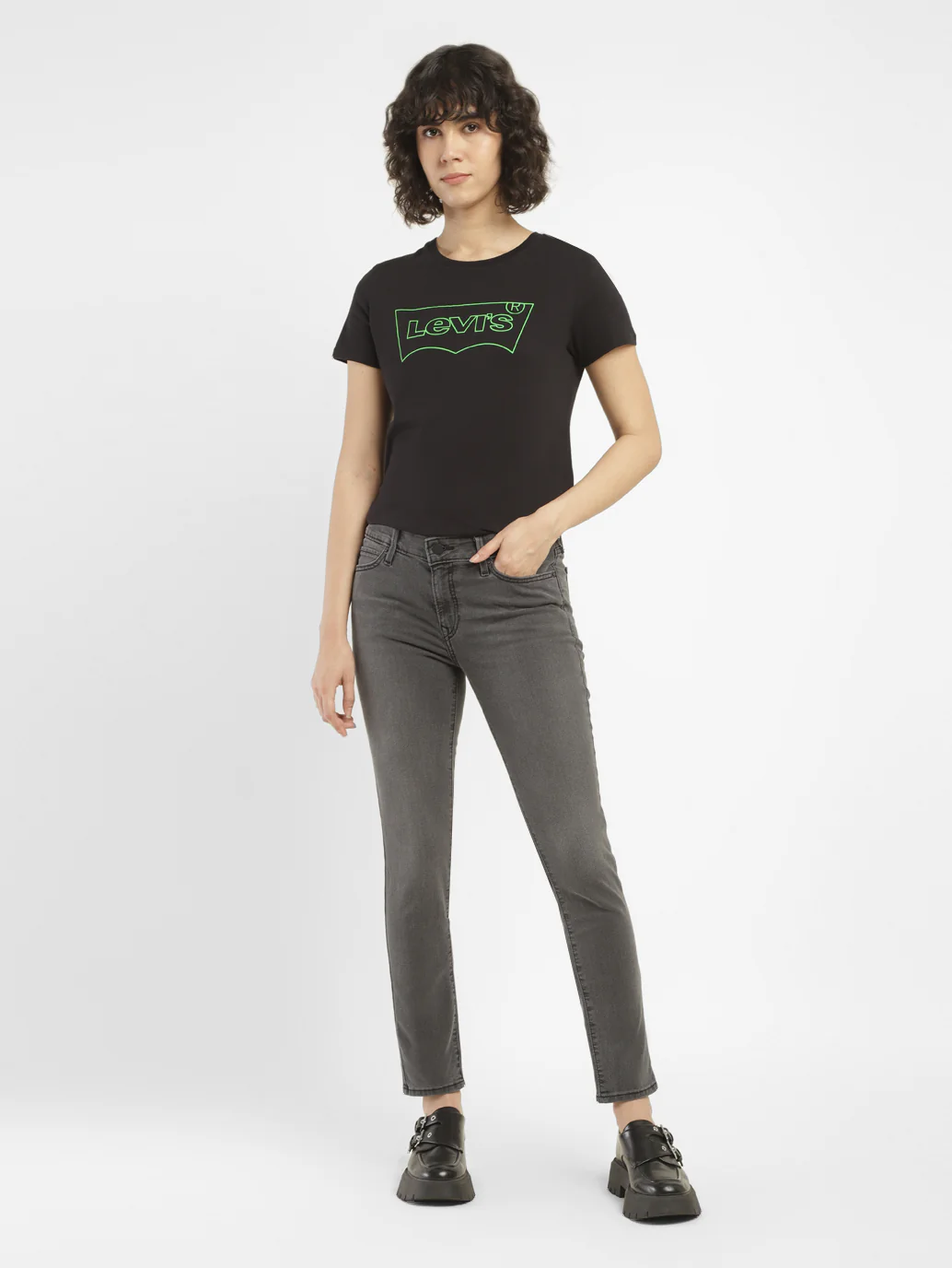 Women's 711 Grey Skinny Fit Mid Rise Jeans - Image 6