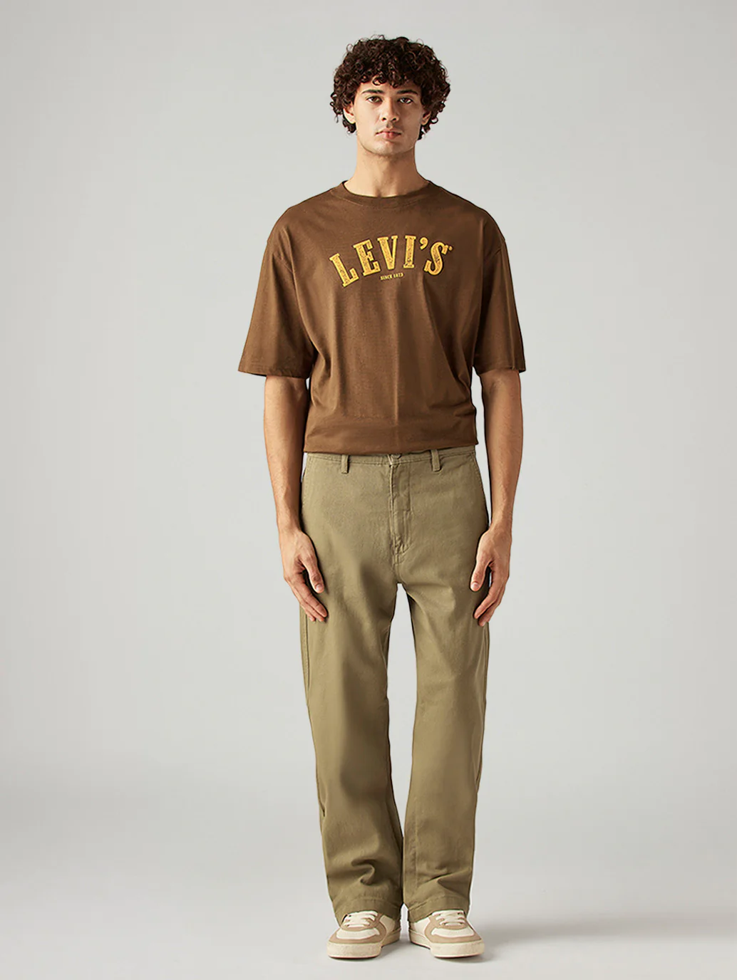 Men's Khaki Loose Fit Mid Rise Chinos - Image 2