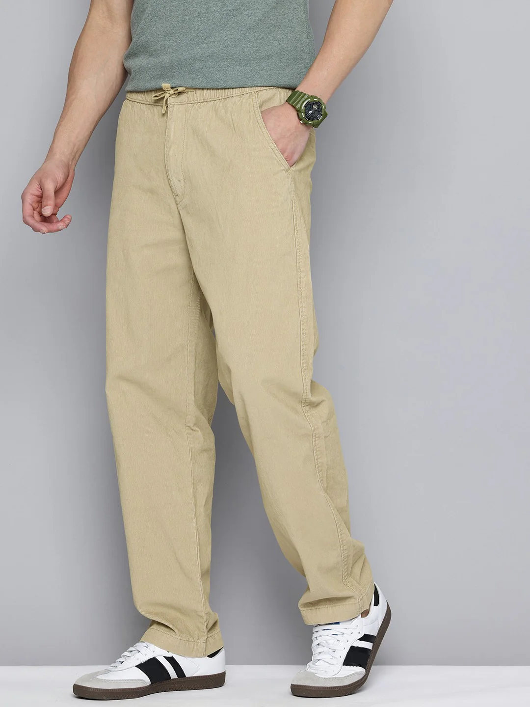 Men's Khaki Regular Fit Trousers - Image 4