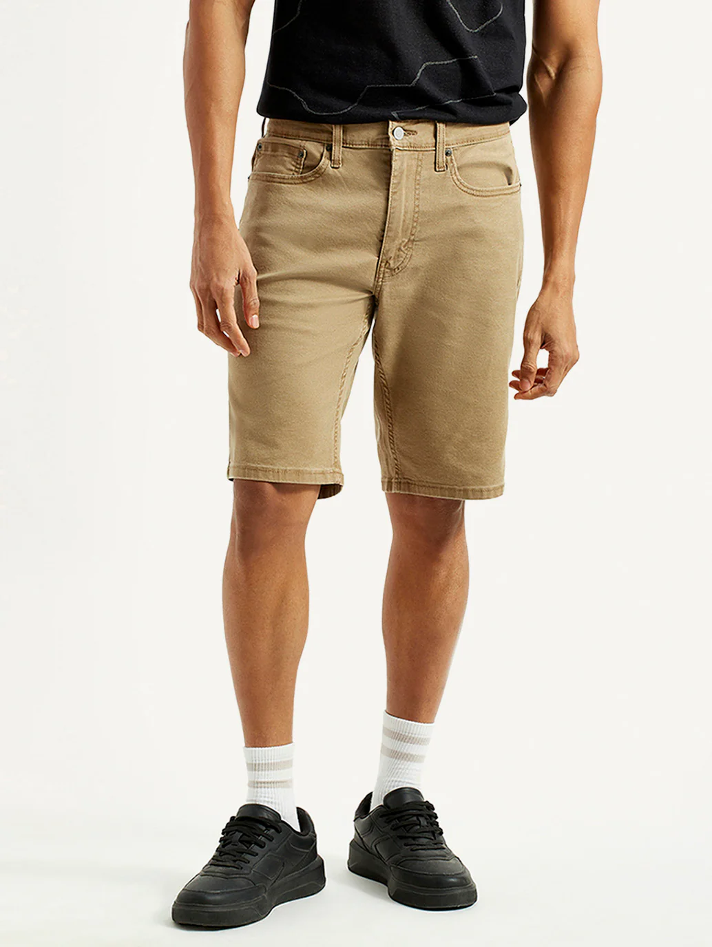 Men's Khaki Tapered Shorts - Image 2