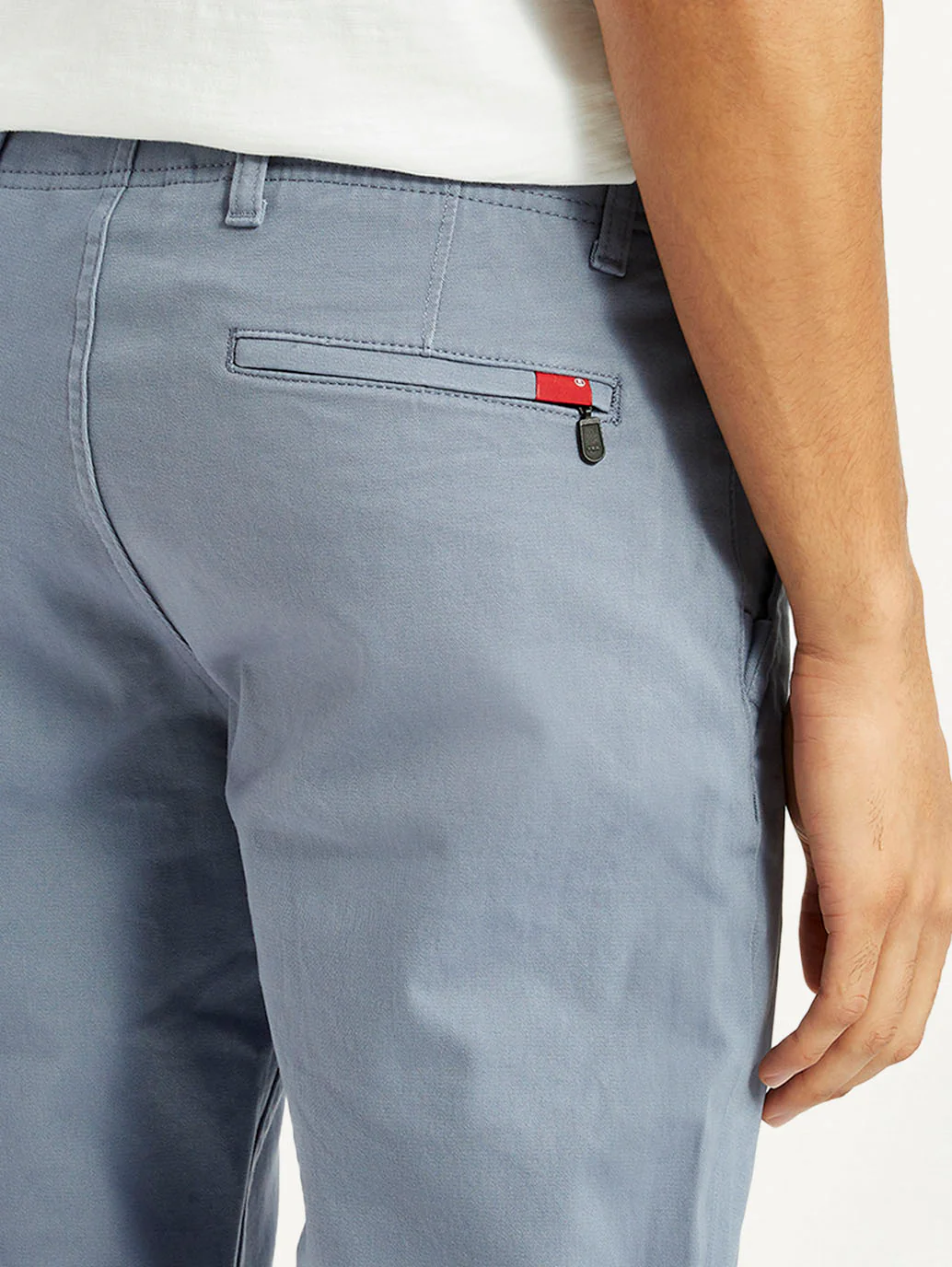 Men's Light Blue Slim Fit Mid Rise Chinos - Image 4