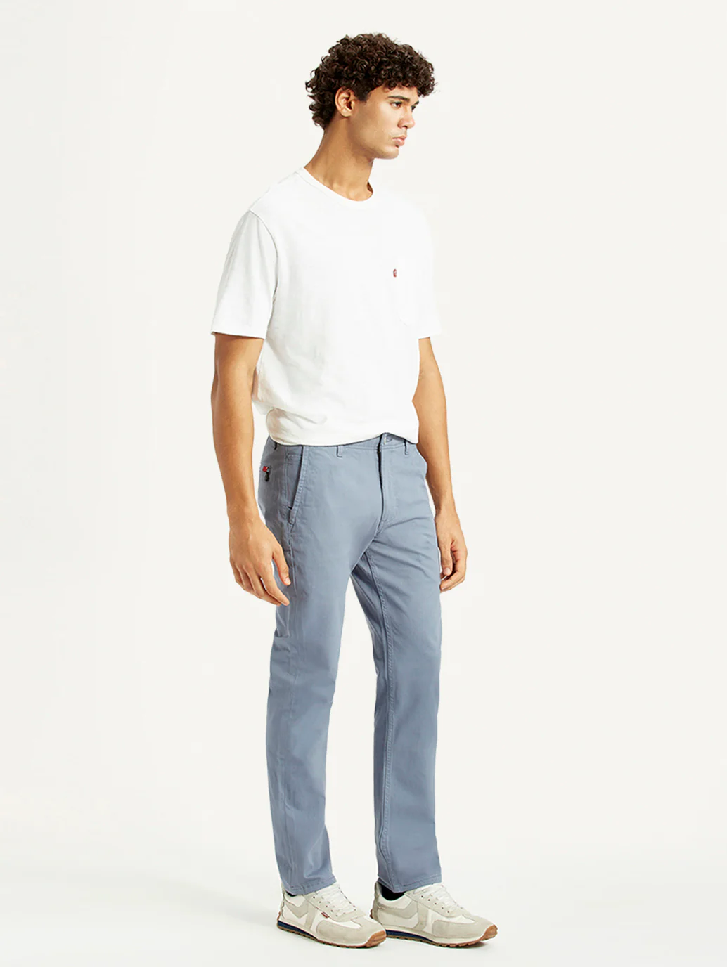 Men's Light Blue Slim Fit Mid Rise Chinos - Image 5