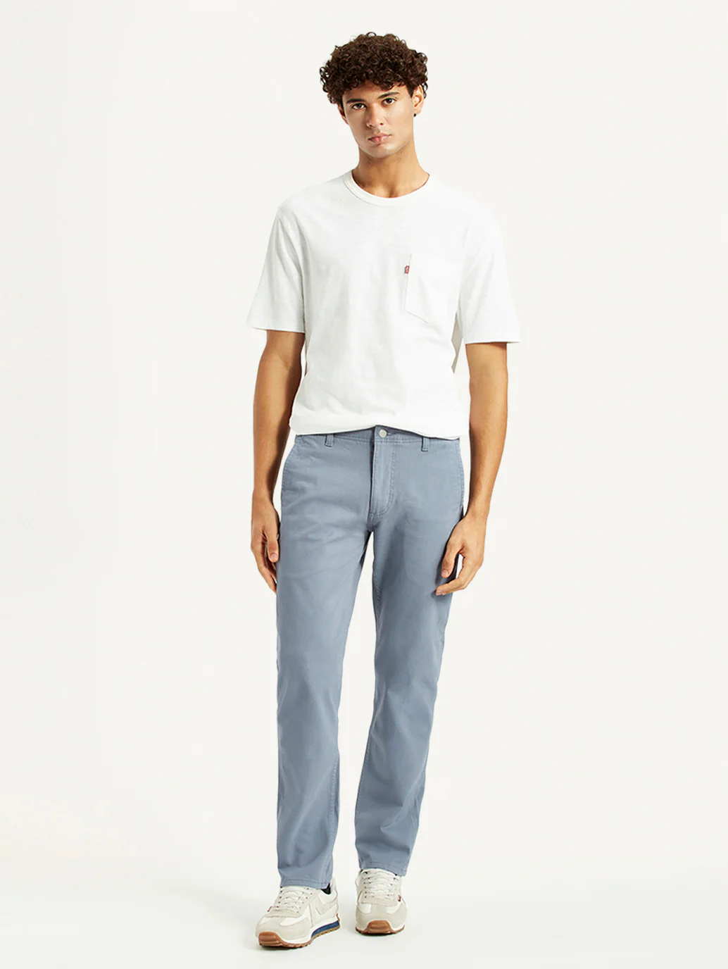 Men's Light Blue Slim Fit Mid Rise Chinos - Image 6
