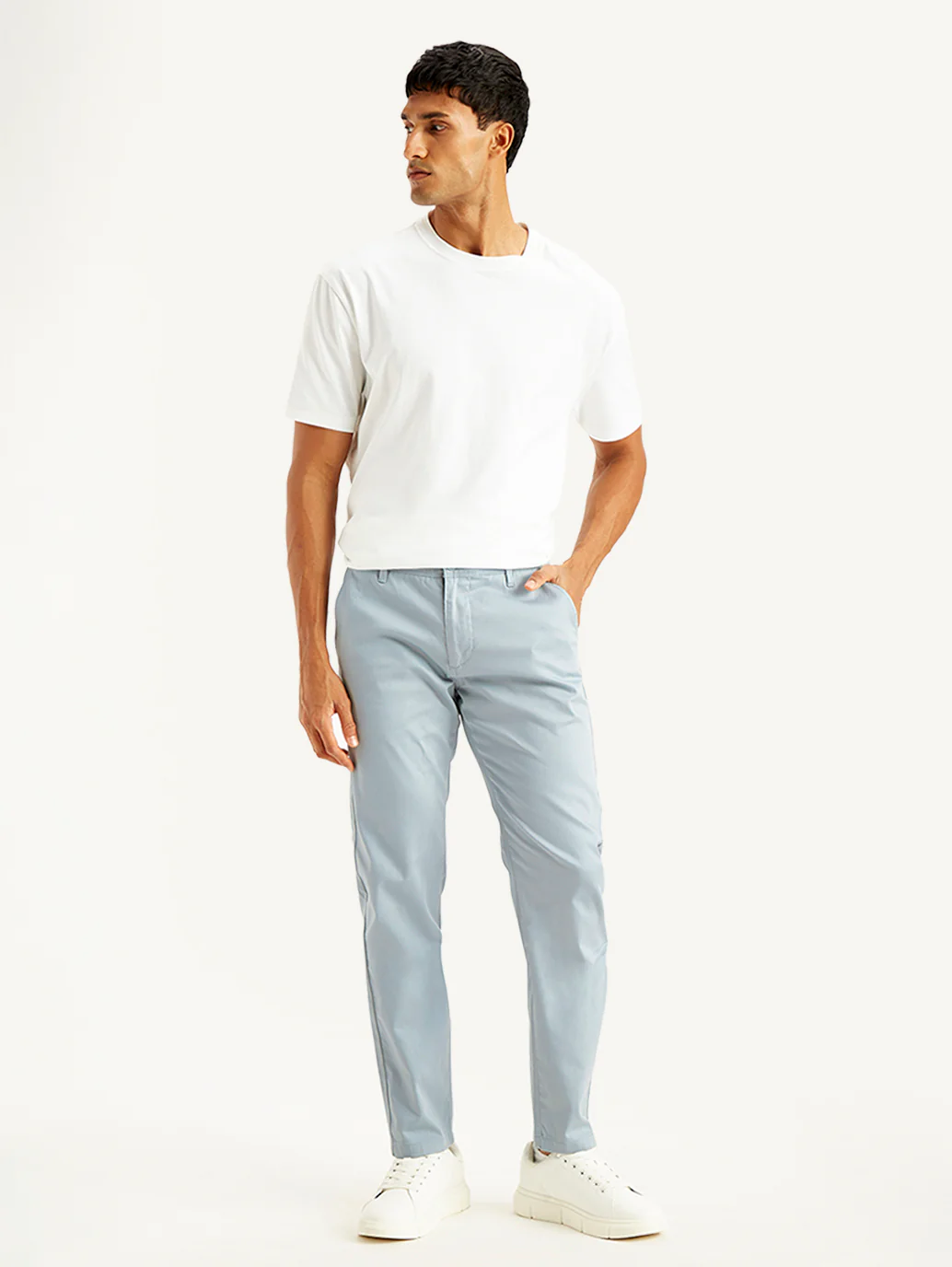 Men's Light Blue Tapered Chinos - Image 2