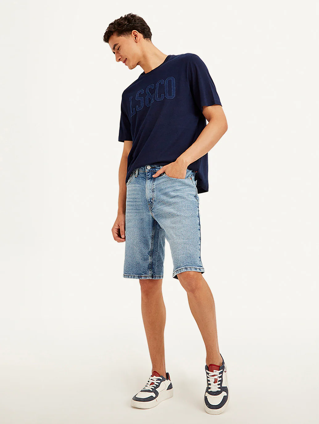 Men's Light Blue Tapered Shorts