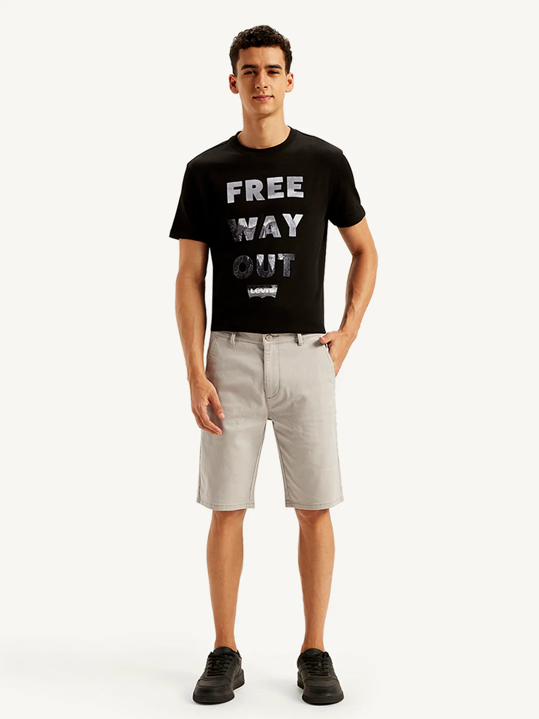 Men's Light Grey Regular Fit Shorts - Image 2