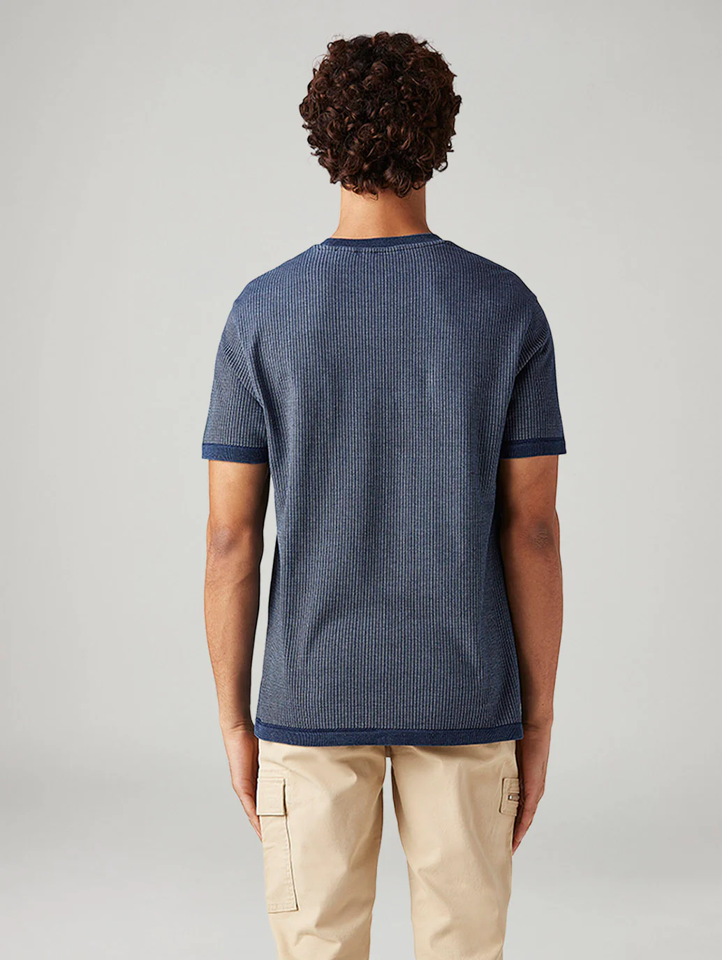 Men's Logo Printed Slim Fit Textured T-Shirt - Image 2