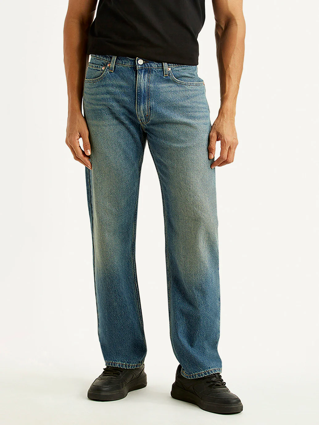 Men's 555 Blue Relaxed Straight Fit Mid Rise Tinted Jeans - Image 3