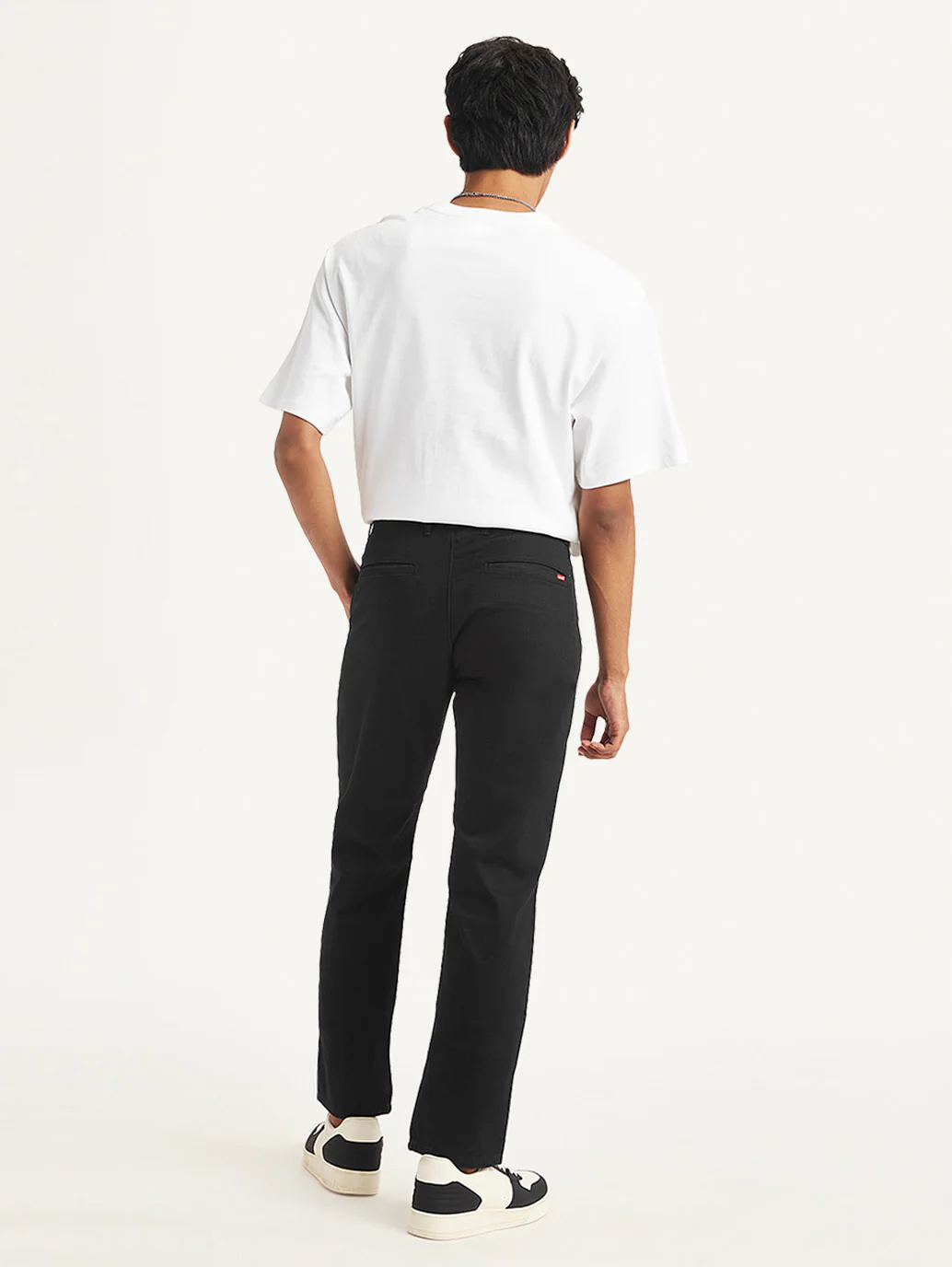 Men's Black Tapered Chino Trousers - Image 5
