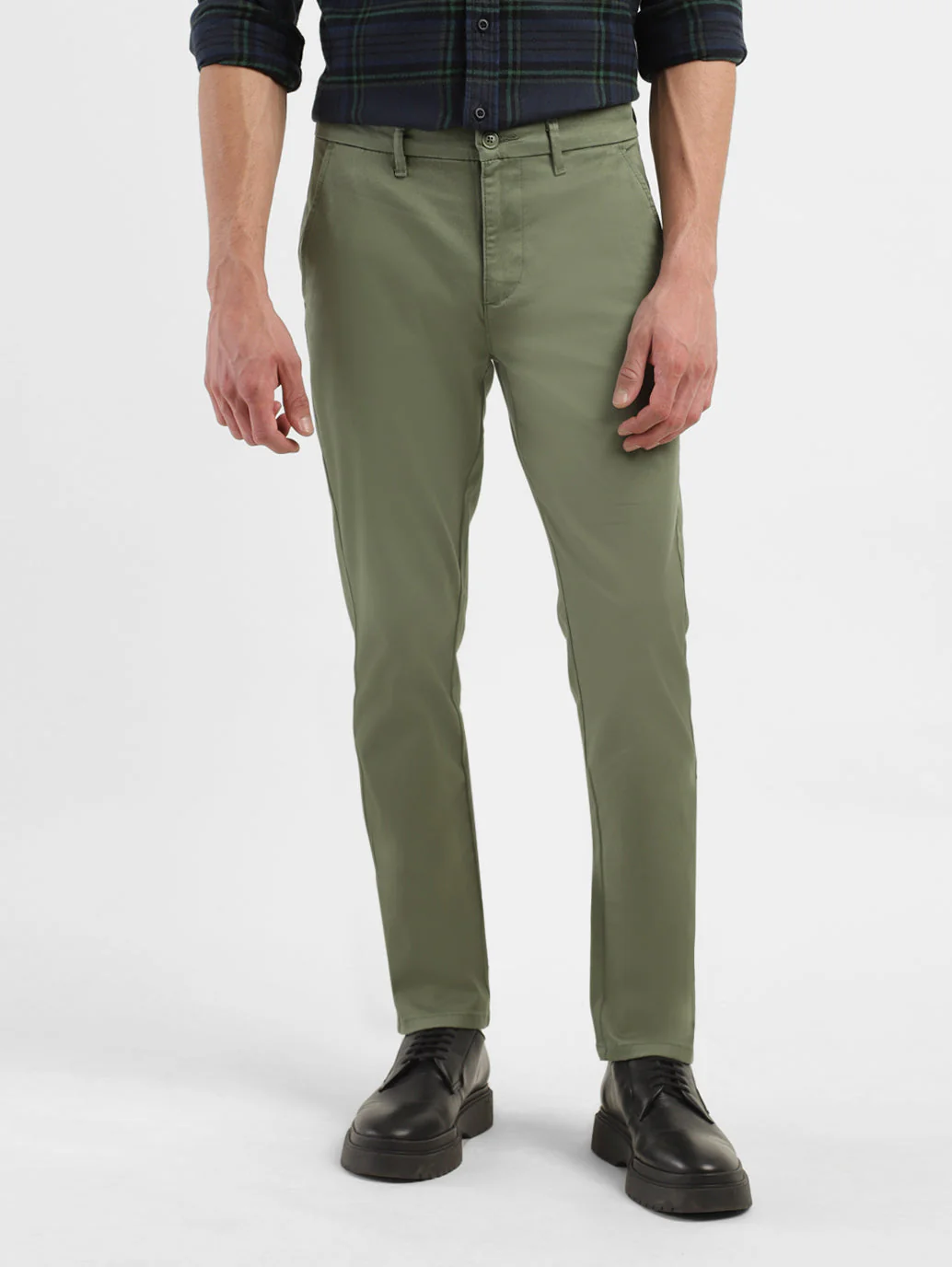 Men's Men's Olive Slim Fit Trousers - Image 2